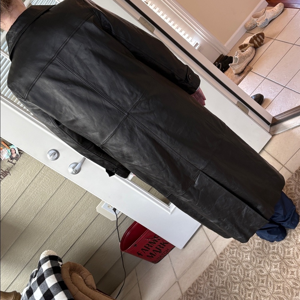 Sz XL Wilsons Leather black Trench Coat - Picture 4 of 9